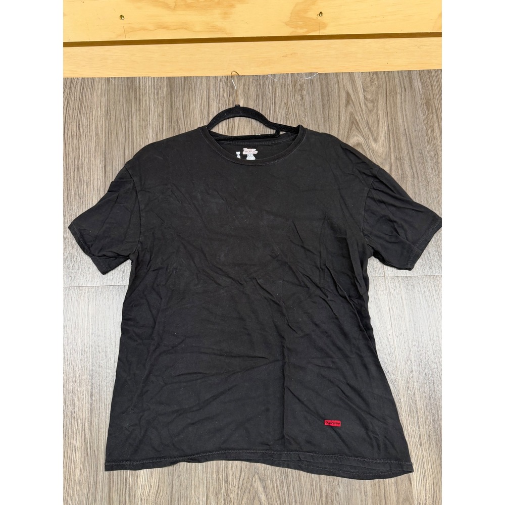 Supreme Hanes T-Shirt Mens Medium Black Box Logo Crewneck Tee